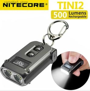 Facklor Nitecore Tini2 Tini 2 500 Lumens OLED KeyChain ficklampa Smart Dual-Core APC Sleep Technology Light med USB Type-C-laddning Q231013