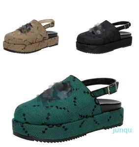 Orta Kalay Terlik Plaj sandaletleri birbirine bağlı G Slingbacks Kapalı Toe Fildişi Jacquard Mule Denim Clog Bej Tuval Kadın Platformu Slaytlar Yaz