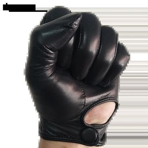 Cinco Dedos Luvas Sem Forro Luxo Mens Genuíno Couro Macio Alta Qualidade GoatSkin Mão Apertada Para Tela Sensível Ao Toque Condução Inverno Quente 231012