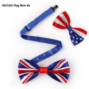 Bow Ties Veektie Novely Bowtie Mens Suit Fashion Print UK/USA American Flag Big Bow Ties For Men Union Jack Flag 100 Years 231012