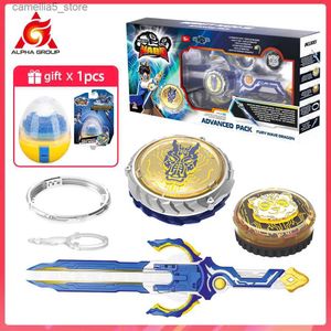 Spinning Top Infinity Nado 6 Advanced Pack-Fury Wave Dragon Metal Ring Tip Spinning Top Gyro com Monster Icon Sword Launcher Anime Kid Toy Q231013