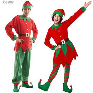 Tema Traje Natal Elf Vem Adulto Papai Noel Cosplay Terno Família Combinando Roupas Set Mulheres Homens Crianças Carnaval Vestido Ano Novo OutfitL231013