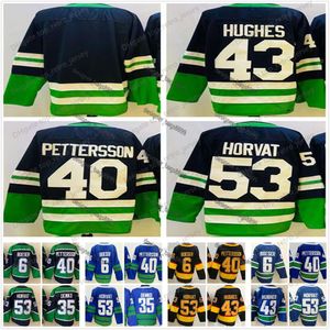 6 Brock Boeser 53 Bo Horvat 40 Elias Pettersson Hockey Jerseys 43 Quinn Hughes 35 Thatcher Demko 10 Pavel Bure 2023 New Reverse Retro black Jersey Blank Mens S-XXXL