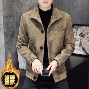 Men's Wool Blends Fashion Printer Jackers Men Winter Thick Warm Jacket Slim Fit Casual Business Short Trench Coat Social Clothing 231012