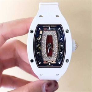 Otomatik Mekanik Saatler Bilek saati Richarmill Watch Swiss Seires Kadın Serisi Seramik Gül Altın Makine 31 45mm Tablo RM0701 BEYAZ KIRMIZI LI 2XE