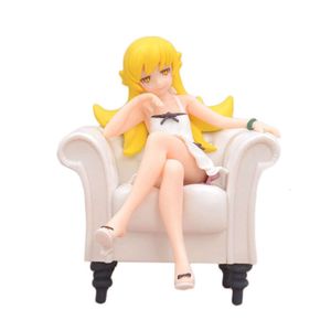 Mascot kostymer 12 cm anime figur Bakemonogatari -serien soffa säte oshino shinobu vit klänning sittande pose modell dockor leksak present pvc material