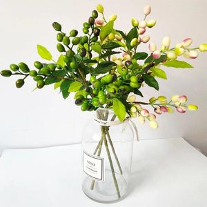 Dekorativa blommor 1 st diy konstgjord olivfrukt brudbukett växt väggböna gren bär hem dekor jul falsk blommor simulering