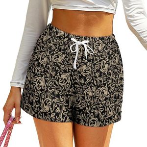 Kvinnors shorts barock stil blommig tryck söt sommar grafik korta byxor med fickor avslappnad bottnar stor storlek 2xl 3xl