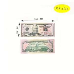 Formato 100% Soldi finti Dollaro USA Forniture per feste Prop denaro Film Banconota Carta Novità Giocattoli 1 5 10 20 50 100 Dollaro Valuta Regalo per bambini