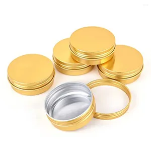 Storage Bottles 50Pcs Gold Aluminum Tin Screw Top Cosmetic Sample Containers Empty Travel Candle Jars Round Steel Box With Lids