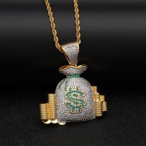 Pendant Necklaces Classic Men's Money Bag Necklace Fashion Cash Coin Hip Hop Charm Bead Jewelry Gift For Men And Women250v