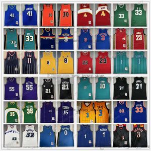 Mitchell und Ness Retro-Basketballtrikots Dikembe Carmelo Mutombo Anthony Allen Nowitzki Iverson Scottie Derrick Pippen Rose Larry Tyrone Johnson Muggsy Garnett