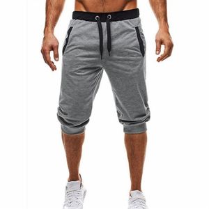 Men's Cotton Capris Pants Slim Cotton Cropped Joggers Elastic Wasit Pants with Pockets and Drawstring Sports Pants Harem Trou276v