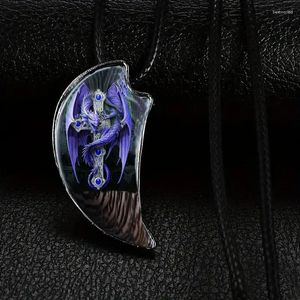 Pendant Necklaces Purple Winged Dragon Cross Wolf Tooth Moon Necklace Luxurious Banquet Party Jewelry Accessories Gifts For Friends