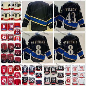 8 Alex Ovechkin 77 TJ Oshie Hockey Jerseys 92 Evgeny Kuznetsov 19 Никлас Бэкстрем 43 Том Уилсон 74 Джон Карлсон 2023 Новый ретро -ретро Стэнли Кубок Кубка Джерси Джерси