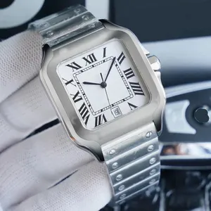 Designer atacado clássico masculino luxo relógio quadrado 40mm geneve genuíno aço inoxidável caixa de relógio mecânico e pulseira moda lexwathces