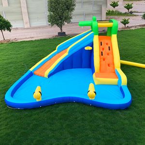 Crocodile Inflatable Slide Castle Water Park With Blower Water Cannons Kids Outdoor Toys Water Slide for Children Toys Backyard Play Birthday Yard Games Gifts Fun