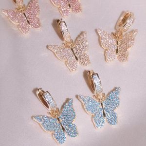 Висячие серьги 2023 золотого цвета Eelicate Deinty CZ, милые серьги-бабочки, ювелирные изделия, проложенные бабочки, капли для женщин