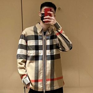 Burbery Coat Designer Luxury Fashion Men's and Women's Version 2023 Autumn Blended Wool Classic Plaid dragkedja Versaile Coat