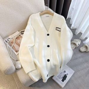 Autumn Knit Tops Designer Sweater Women Preppy Letter Embroidered Knitwear Loose V-neck Sweaters Long-sleeved Cardigan Coat