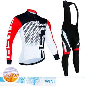Cycling Jersey Sets Cycling Jersey Sets Winter Thermal Fleece Set Clothes Mens Suit Sport Riding Bike Mtb Clothing Bib Pants Warm Ropa Dhdit