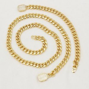 Colar brincos conjunto dubai feminino e pulseira 24k banhado a ouro hip hop link correntes masculino 60cm festa acessórios de casamento presente