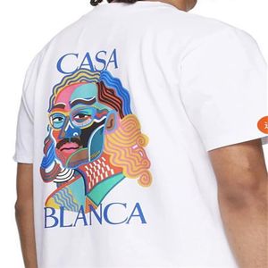 2022 Casablanc de alta qualidade camiseta algodão de manga curta moda masculina feminina curta camiseta casal modelos homens e mulheres algodão prin285b