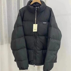 Masculino para baixo parkas vetements jaquetas pretas bordadas carta casual zíper homens mulheres 1 alta qualidade vtm 231013