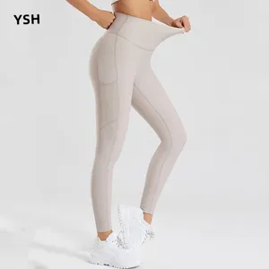 Pantaloni attivi YUSHUHUA attillati a vita alta Yoga elastico filettato contratto addome Leggings fitness palestra donna sport corsa