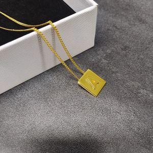 CELI new Fashion luxury designer Necklace for women gold collarbone Last Name English Square Plate Pendant Gold Plated Arc de Triomphe jewelry Engagement gift