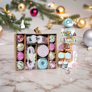 Christmas Decorations Navidad Christmas Macaron Hand-Painted Plastic Ball Christmas Tree Decoration Happy Year 2024 Gift for Children 231013