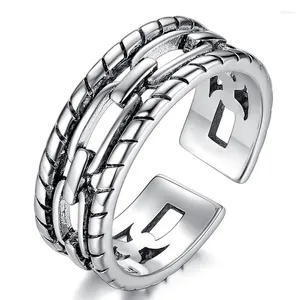 Cluster Rings Twist Punk Vintage Chunky Adjustable Thai Silver Color Ring For Women Mens Korean Trendy Simple Tibetan Jewelry Gifts S-R2192