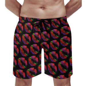 Shorts masculinos coloridos lábios placa arte moderna impressão casual calças curtas homem design esportes secagem rápida troncos de natação presente idéia