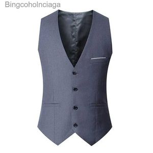 Erkek yelekleri ince fit takım elbise yelekleri erkekler için siyah gri lacivert iş gündelik yelek tek göğüslü gilet homme formal ceket231014