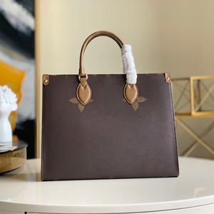 Designer-Einkaufstasche, 35 cm, Luxus-Einkaufstasche, 10A, hochwertige Umhängetasche, echtes Leder, Handtasche, Segeltuch, für unterwegs mm M45321 mit Box L004
