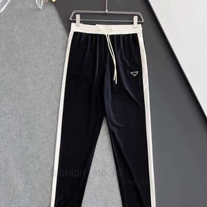 Spring Summer Men Draw Rope Tie Small Legs Long Pants Soft and Comfortable Fabric Patchwork Stripes Fashion Casual Everything. CC