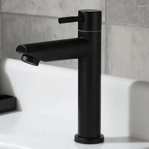Bathroom Sink Faucets Basin Faucet Stainless Steel Matte Black Single Cold Kitchen Lavatory Taps