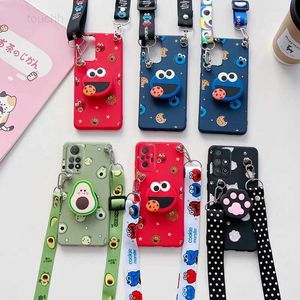 Casos de telefone celular 3D Cartoon Crossbody Lanyard Strap Phone Holder Case para Redmi Note 10 11 Pro 10s Note 9 8 Pro 8T 7 Redmi 9 9C 9A Capa L230823