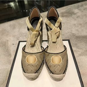 New 23ss sandal luxury slide designer womens Coarse high heel shoe summer classic thick platform man espadrille with womens leather lady slipper high heels