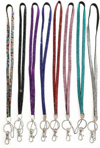 Chaveiros Moda Bling Strap Crystal Neck Lanyard Strass IDName Badge Holder WKeyring Keyholder (10 cores misturadas)