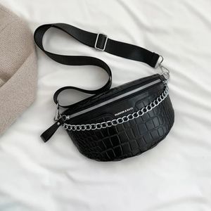 Waist Bags Woman Chest Alligator Pattern Bag Fashion Thick Chain Fanny Pack Bum Casual Adjustable Strap Simple 231013