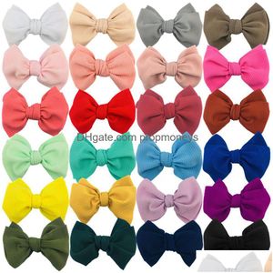 Hair Accessories 24 Colors 6Inch Kids Baby Girl Luxury Designer Inspired Hair Bows With Clips Accessories Headwear Party Supplies Ins Dhxjh
