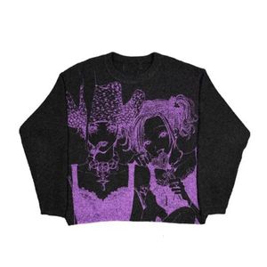 Swetery kobiet duże promocję SWEATER Y2K Street Jacquard na jesienne i zimowe okrągłe szyi mężczyźni kobiety 231013