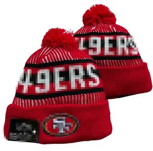 Män stickad manschetterad pom 49er San Francisco Beanie SF Hats Sport Knit Hat randig sidelinje Wool Warm Baseball Beanies Cap för kvinnor A8