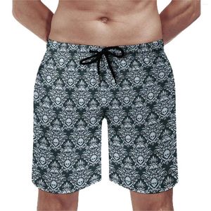 Męskie szorty barokowy nadruk Summer Pirate Damask Floral Retro Board Short Pants Man Sports Szybki suchy design