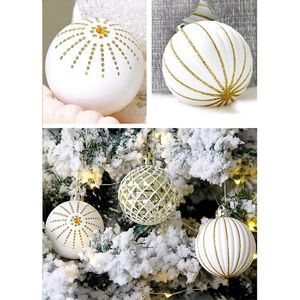 Christmas Decorations 30PCS Christmas Balls 60MM Gold White Painted Shatterproof Festive Wedding Hanging Ornaments Christmas Trees Decoration Durable 231013