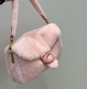 10A классическая полосатая сумка из филпа Зимняя плюшевая сумка дизайнерская сумка черная сумка через плечо из натуральной кожи Теплая сумка из кроличьего меха женская вечерняя сумка
