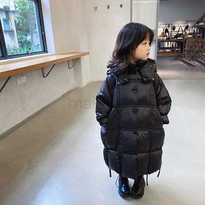 Down Coat Kids Girls Cotton Jacket Winter Long Knee Length Children's Warm Snowsuit Outerwear Clothing Hooded Parka Coat CH13 J231013