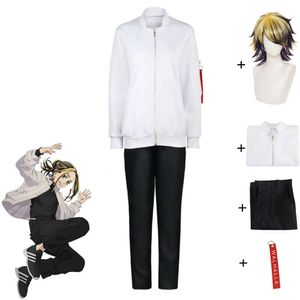 Cosplay Hanemiya Kazutora cosplay costume wig anime tokyo revengers adval child white baseball onmort