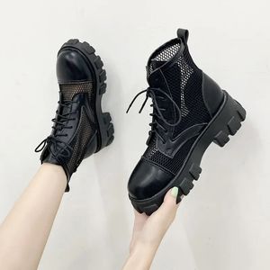 ブーツCOMEMORE WOMEN BOOT BLACK MESH LACE UP PUNK GOTHIC WOMEN'S ANKLE BOOTS PLACTERS SHOUDS SUMMER BOOTS LADIES 40 231013